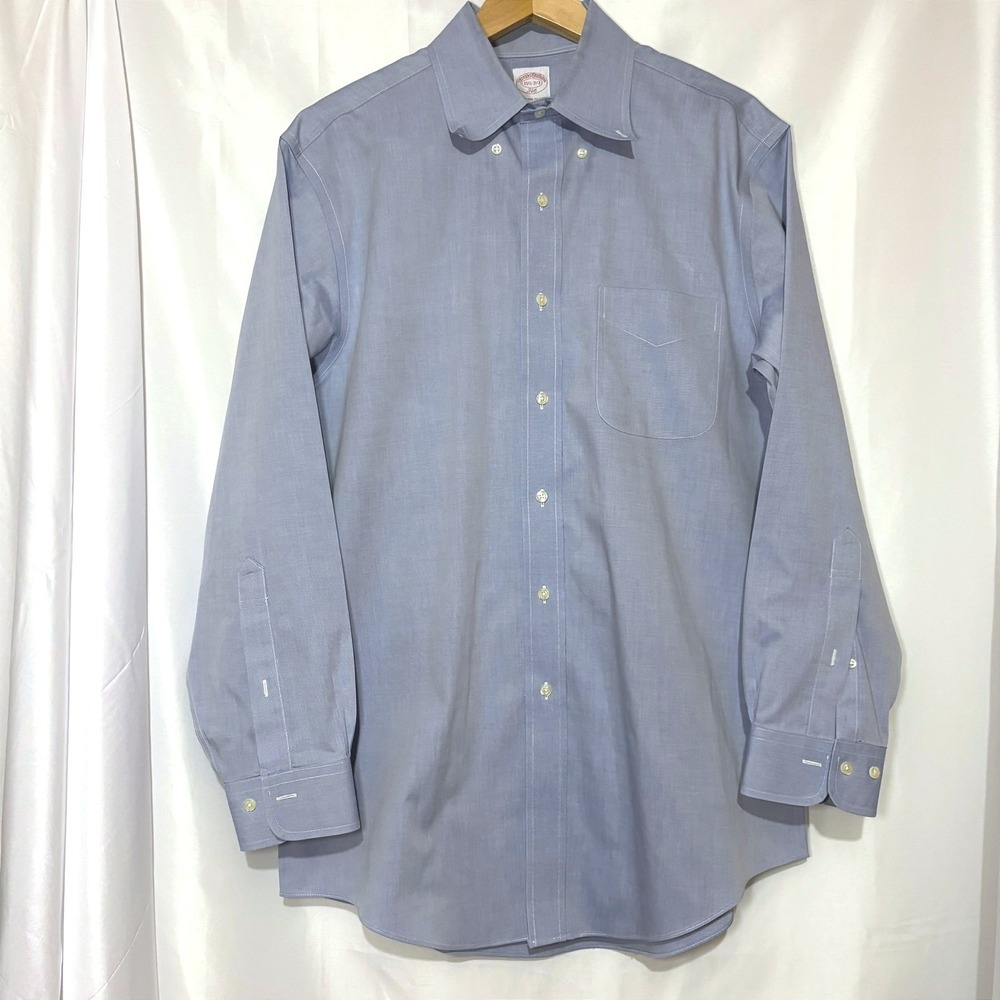 Brooks Brothers 346 Mens Light Blue Non-Iron Oxford Button Down Shirt 15.5 32/33